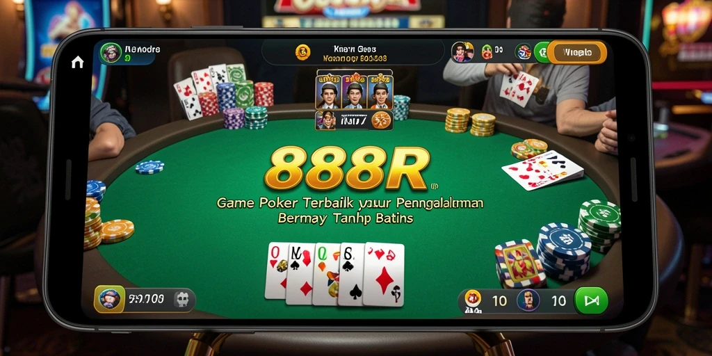 Tampilan gameplay Poker yang mendebarkan di 888R.