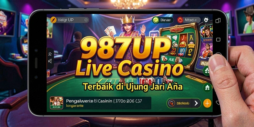Screenshot gameplay menunjukkan dealer langsung dan suasana kasino yang mendebarkan.