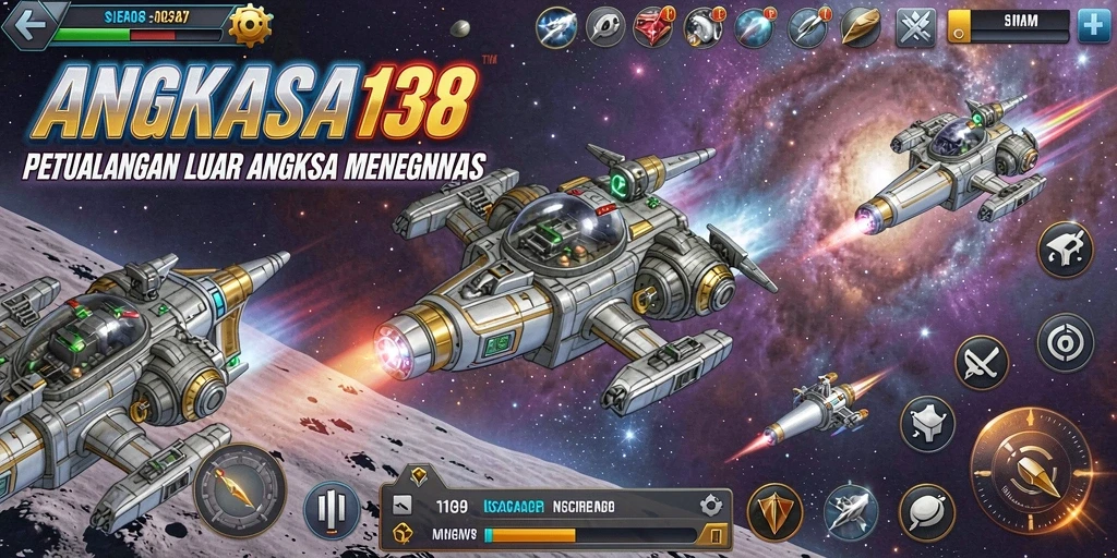 Tampilkan gameplay mendebarkan dari ANGKASA138 di luar angkasa.