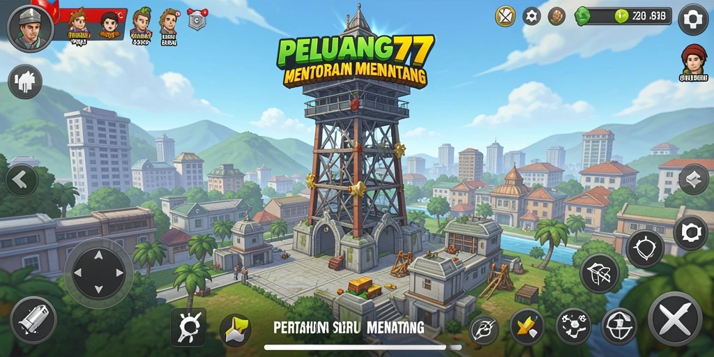 Gameplay PELUANG77 menampilkan pertahanan menara yang intens dan menantang.