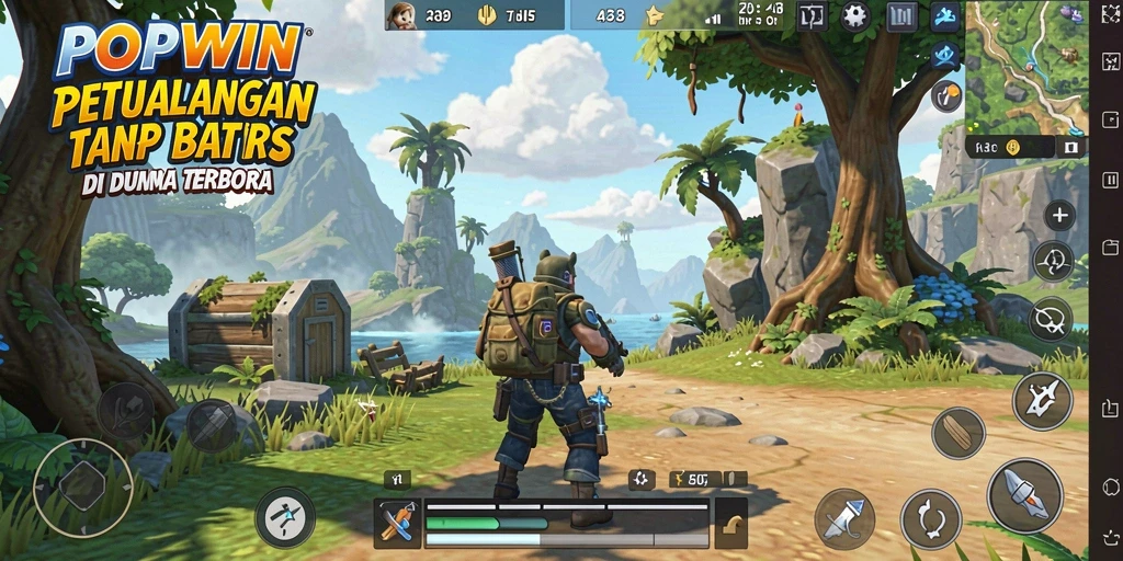 Screenshot menampilkan aksi eksplorasi seru di dunia terbuka.