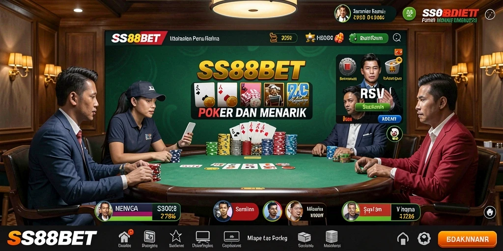 Screenshot gameplay SS88BET yang menampilkan aksi poker seru.