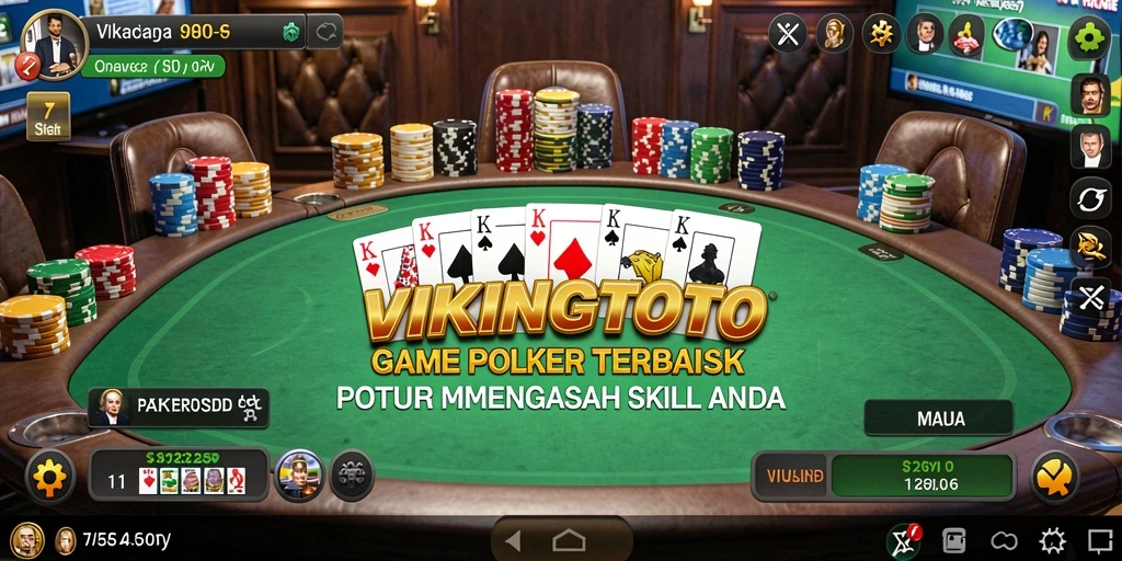 Screenshot gameplay utama VIKINGTOTO menampilkan aksi poker yang mendebarkan.